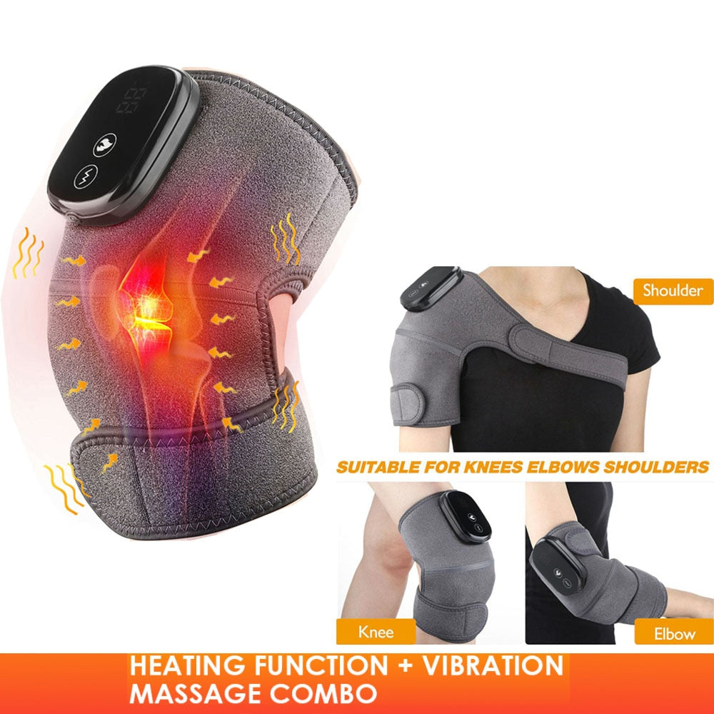 Electric Heating Vibration Therapy Knee Elbow Leg Arthritis Massage Physiotherapy Joint Pain Relief Warm Wrap Knee Pad Massager