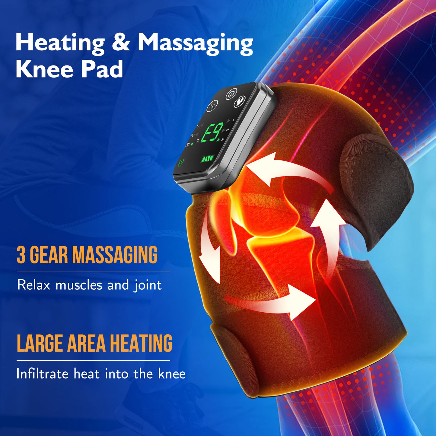 Electric Heating Vibration Therapy Knee Elbow Leg Arthritis Massage Physiotherapy Joint Pain Relief Warm Wrap Knee Pad Massager